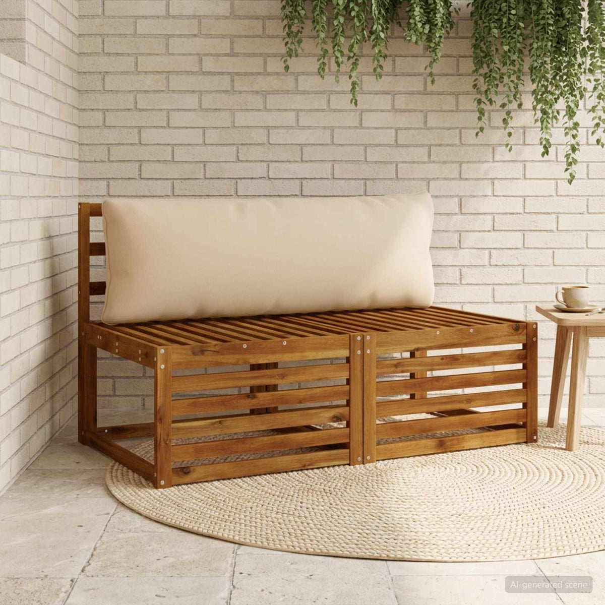 Back Cushion PUTTEN 100% Polyester Melange 120 x 40 x 15 cm Sand