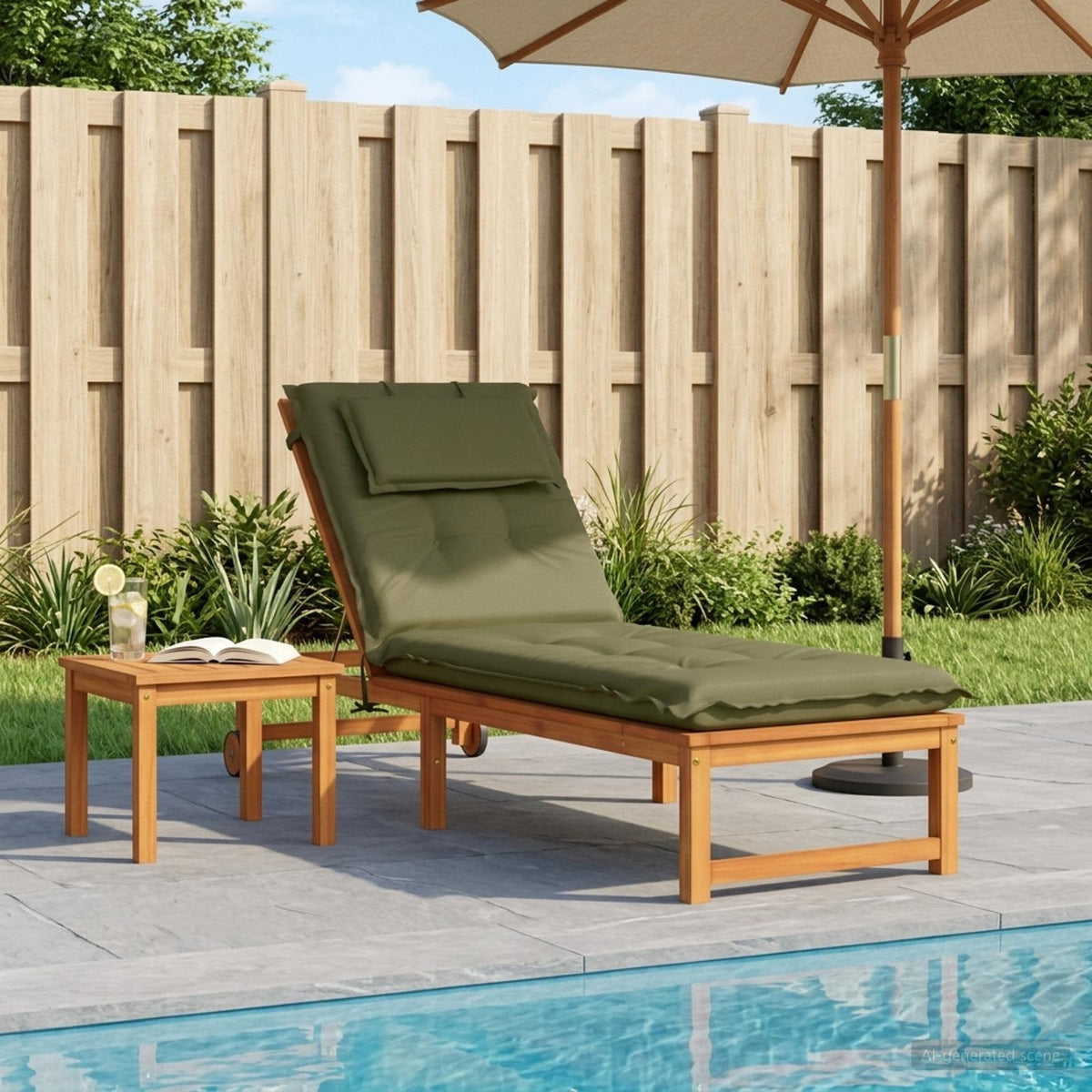 Sunlounger Cushion GEMERT 100% Polyester Melange Olive green