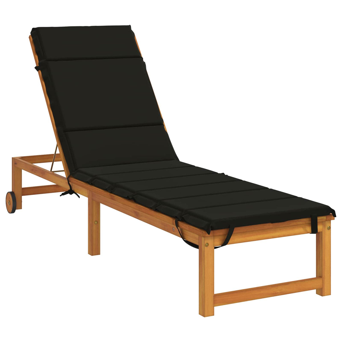 vidaXL Sunlounger Cushion GEMERT 100% Polyester Black 200 x 50 x 3 cm 3
