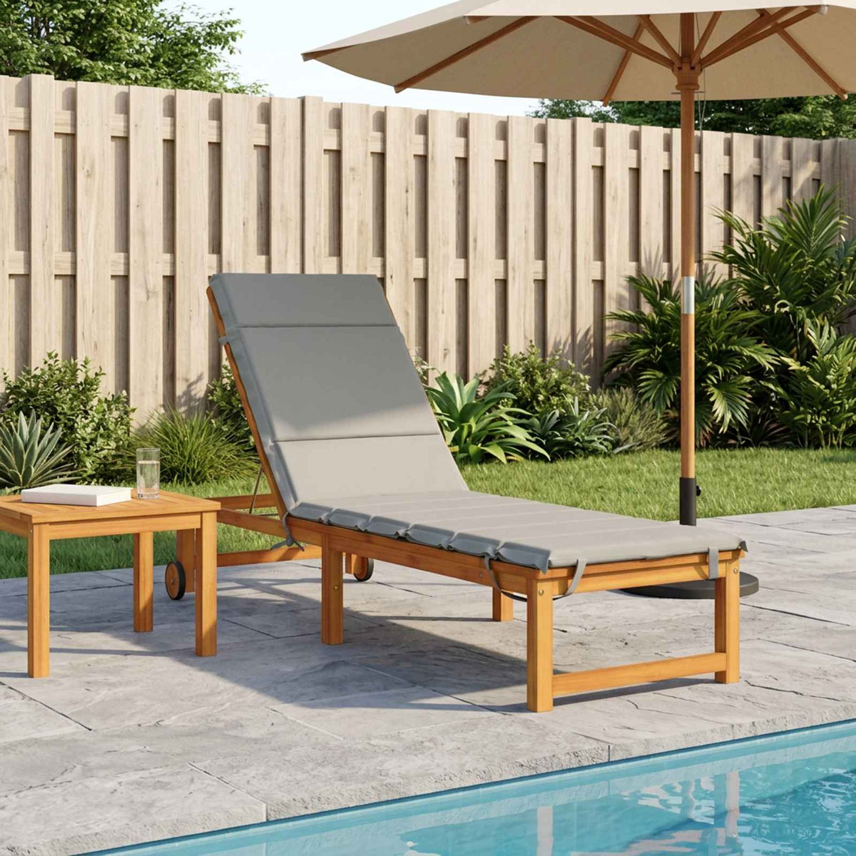 vidaXL Sunlounger Cushion GEMERT 100% Polyester Grey 200 x 50 x 3 cm 1