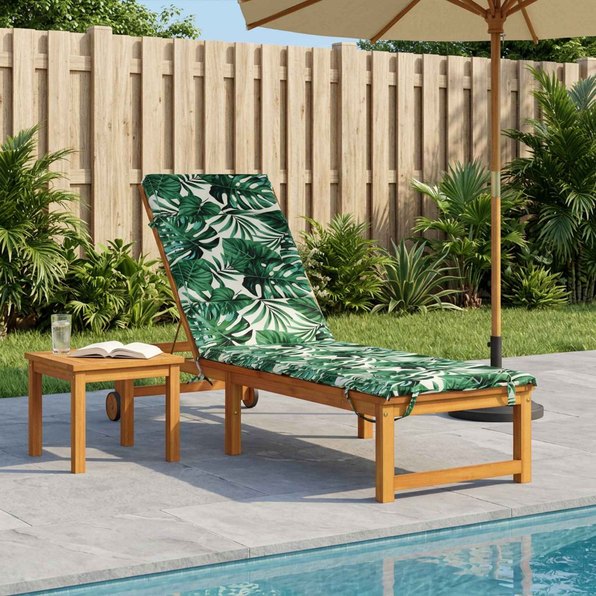 vidaXL Sunlounger Cushion GEMERT 100% Polyester Leaf Pattern 1