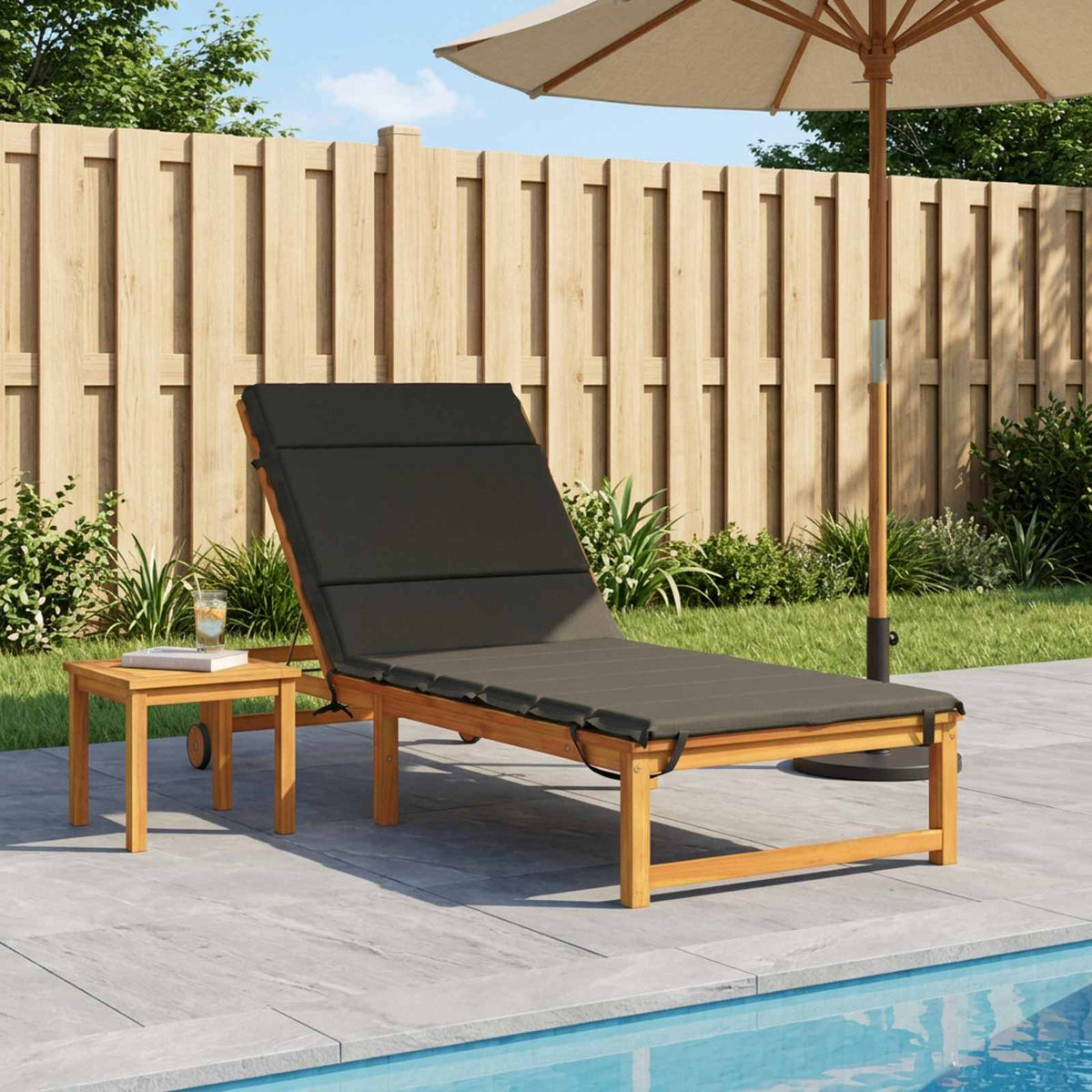 Sunlounger Cushion GEMERT 100% Polyester Melange 200 x 90 x 3 cm Anthracite