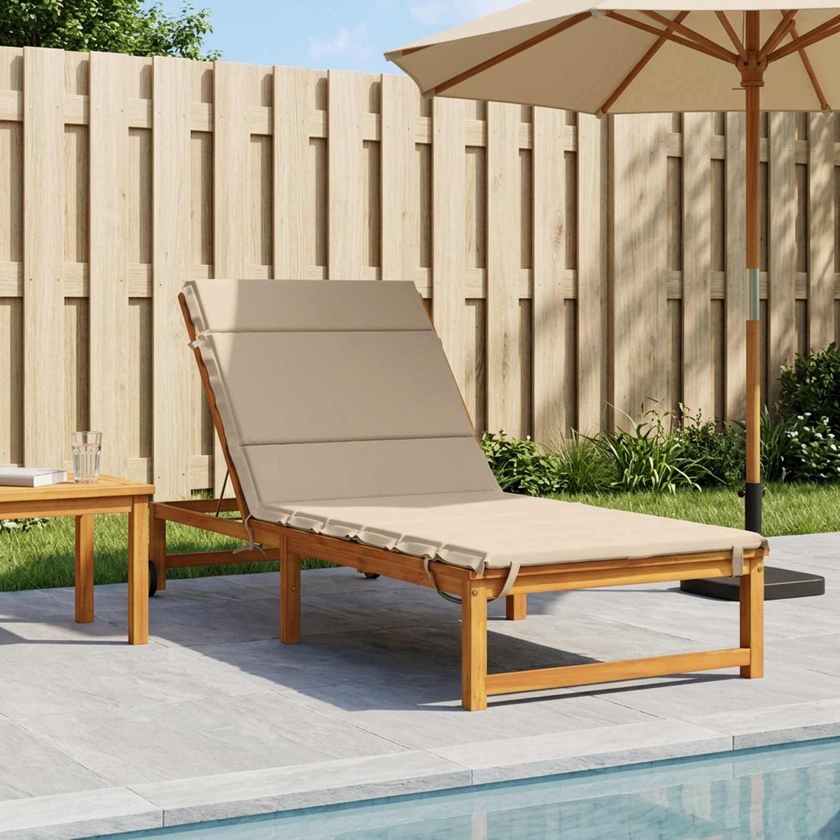 Sunlounger Cushion GEMERT 100% Polyester Melange 200 x 90 x 3 cm Cream