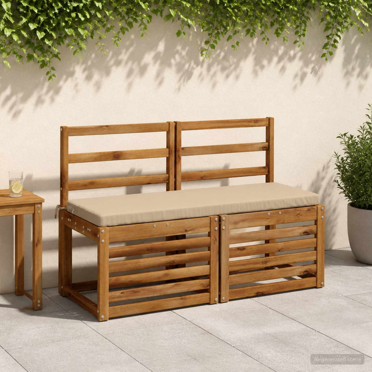 vidaXL Bench Cushions SOEST 2 pcs 100% Polyester Sand 120 x 40 x 5 cm 1