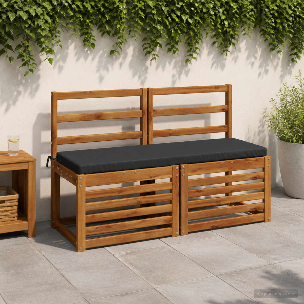 vidaXL Bench Cushions SOEST 2 pcs 100% Polyester Dark Blue 1
