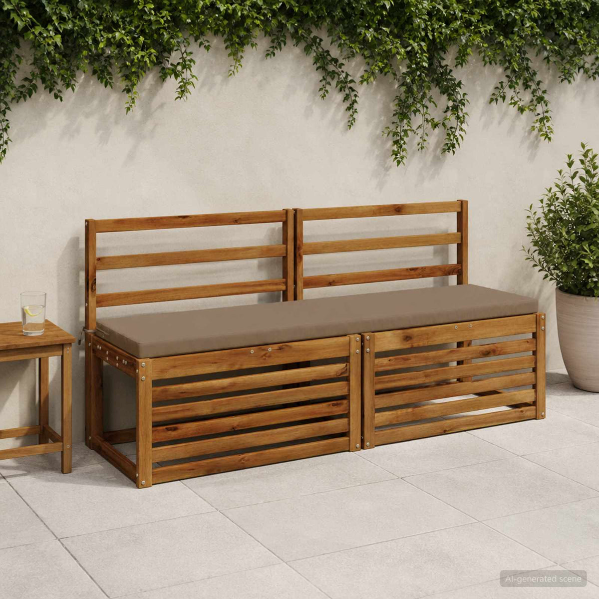 vidaXL Bench Cushions SOEST 2 pcs 100% Polyester Taupe 140 x 40 x 5 cm 1