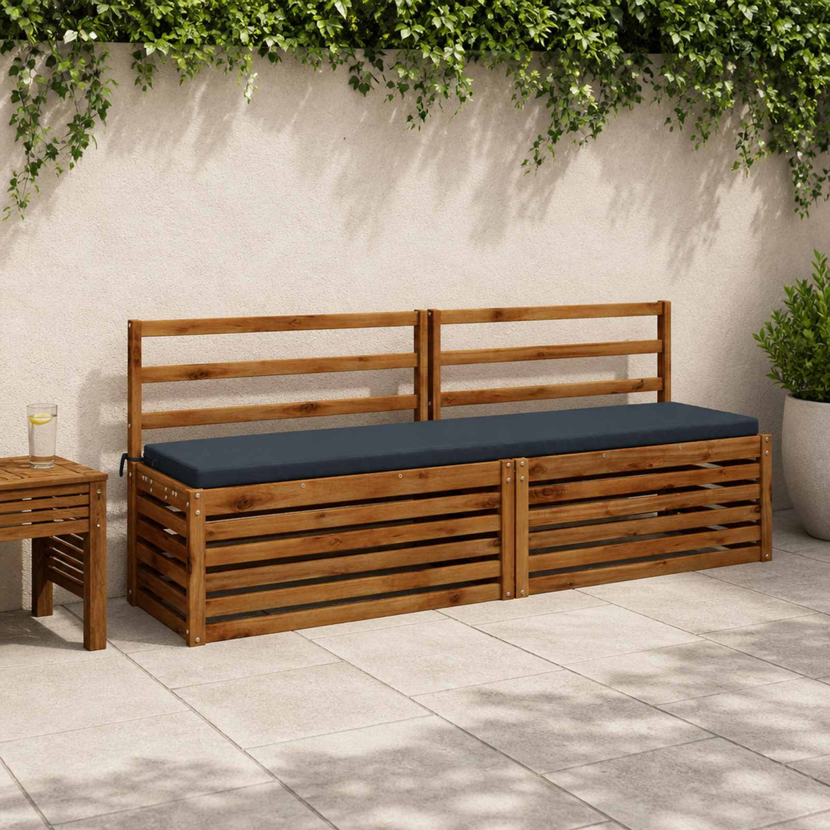 Bench Cushions SOEST 2 pcs 100% Polyester 180 x 40 x 5 cm Melange Dark blue
