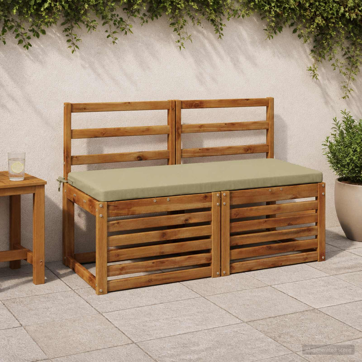 vidaXL Bench Cushions SOEST 2 pcs 100% Polyester Light Green 1