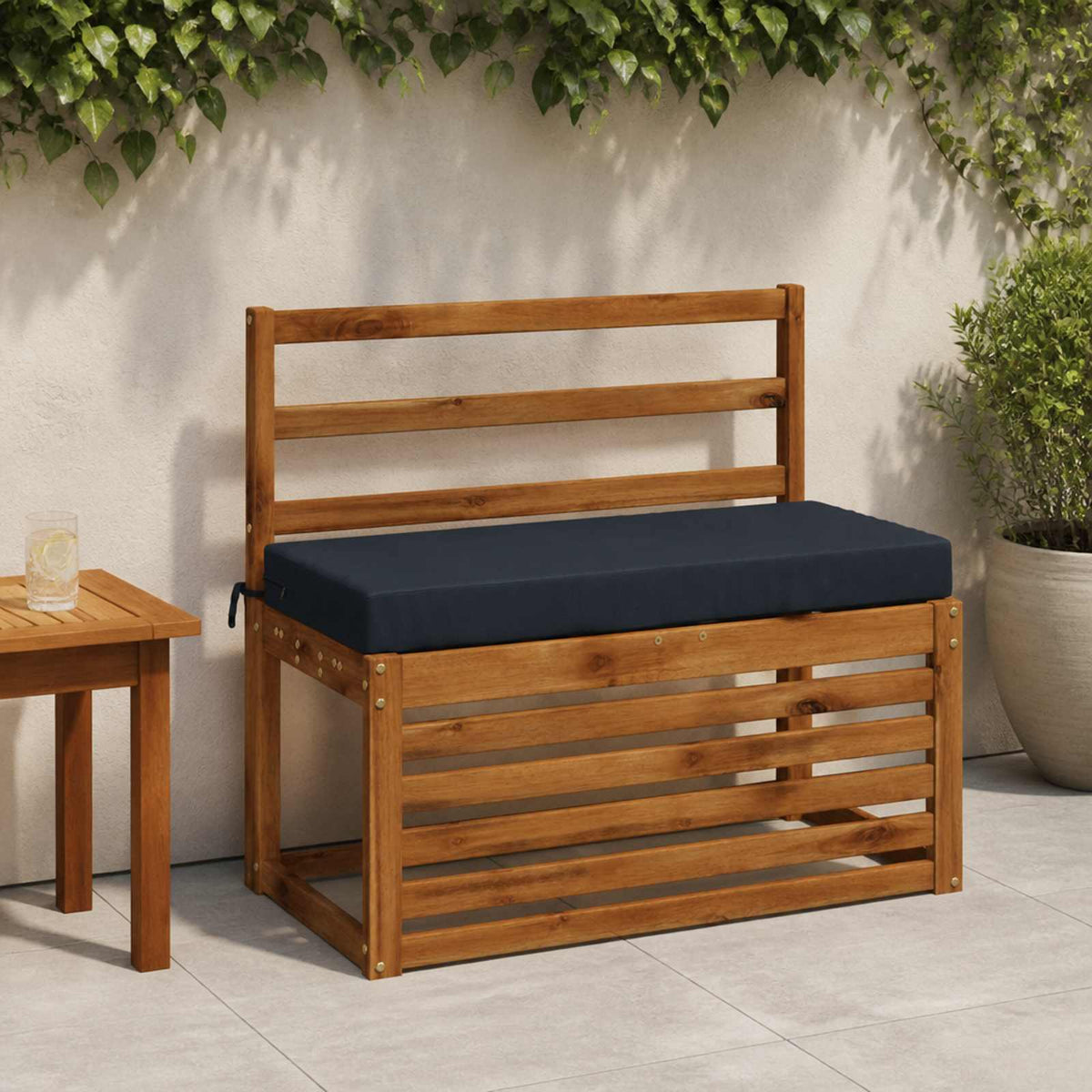 vidaXL Bench Cushions SOEST 2 pcs 100% Polyester Dark Blue 1