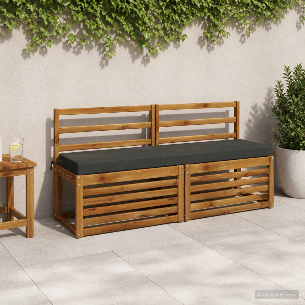 vidaXL Bench Cushion SOEST 100% Polyester Anthracite 150 x 40 x 8 cm 1