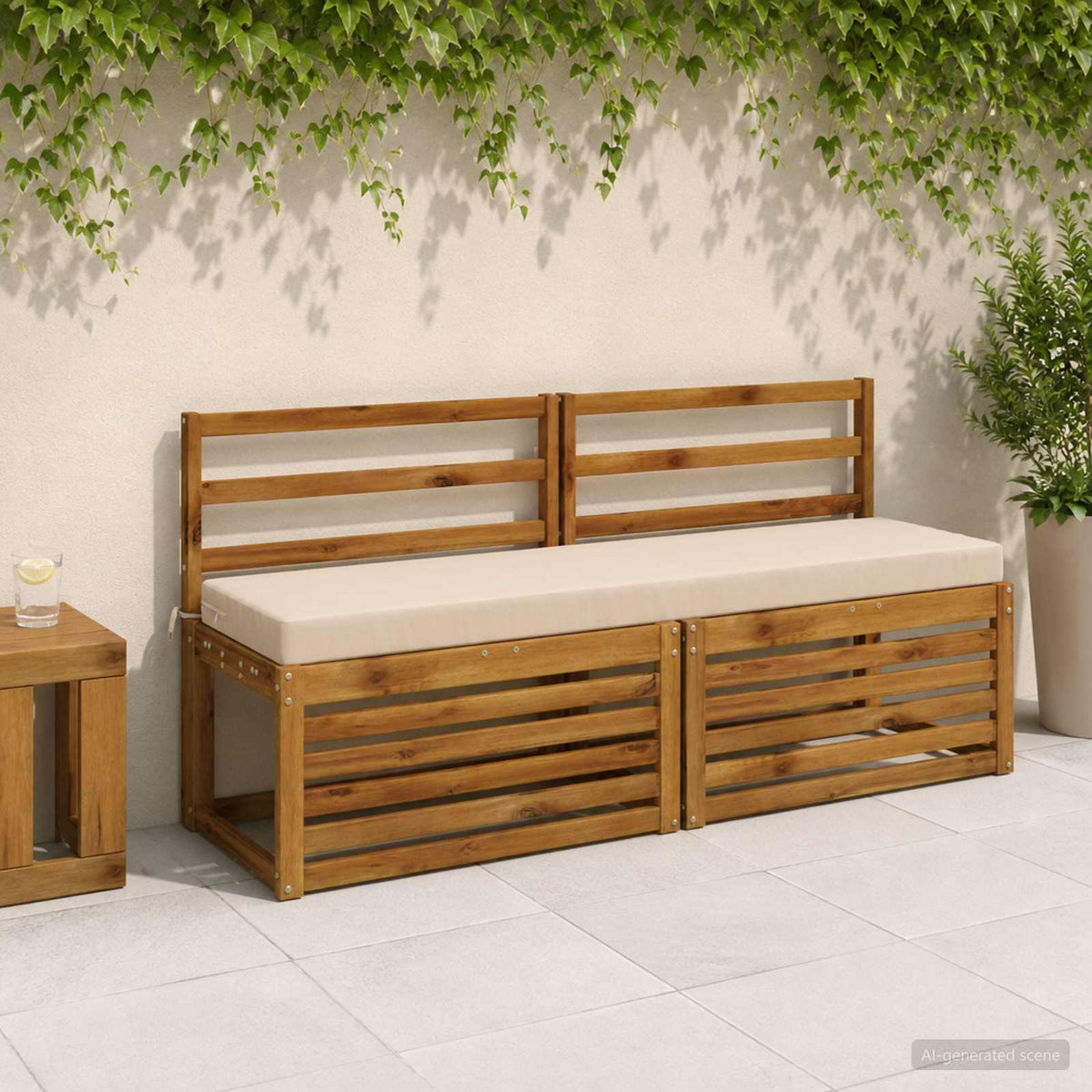 vidaXL Bench Cushion SOEST 100% Polyester Cream 160 x 40 x 8 cm 1
