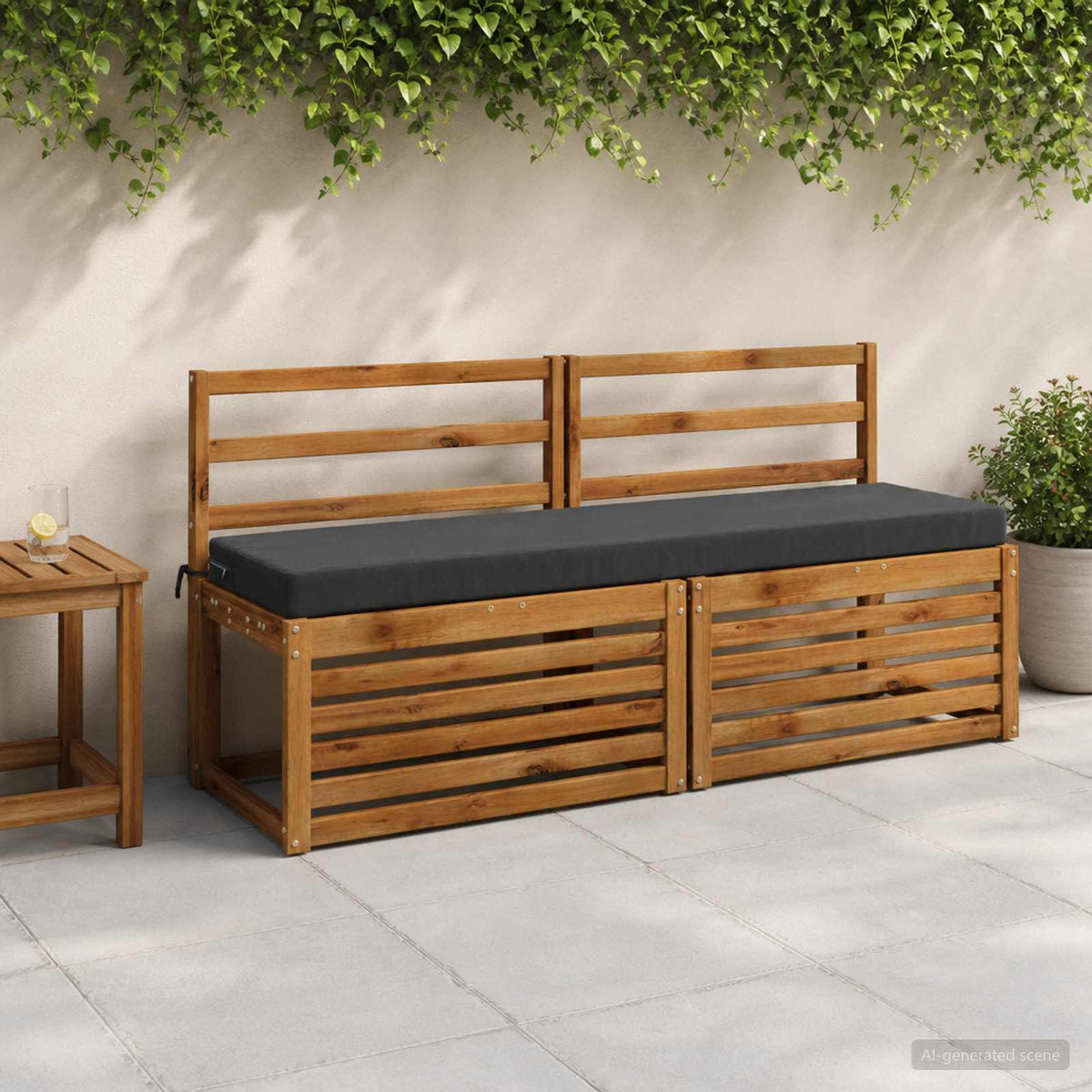 vidaXL Bench Cushion SOEST 100% Polyester Anthracite 160 x 40 x 8 cm 1