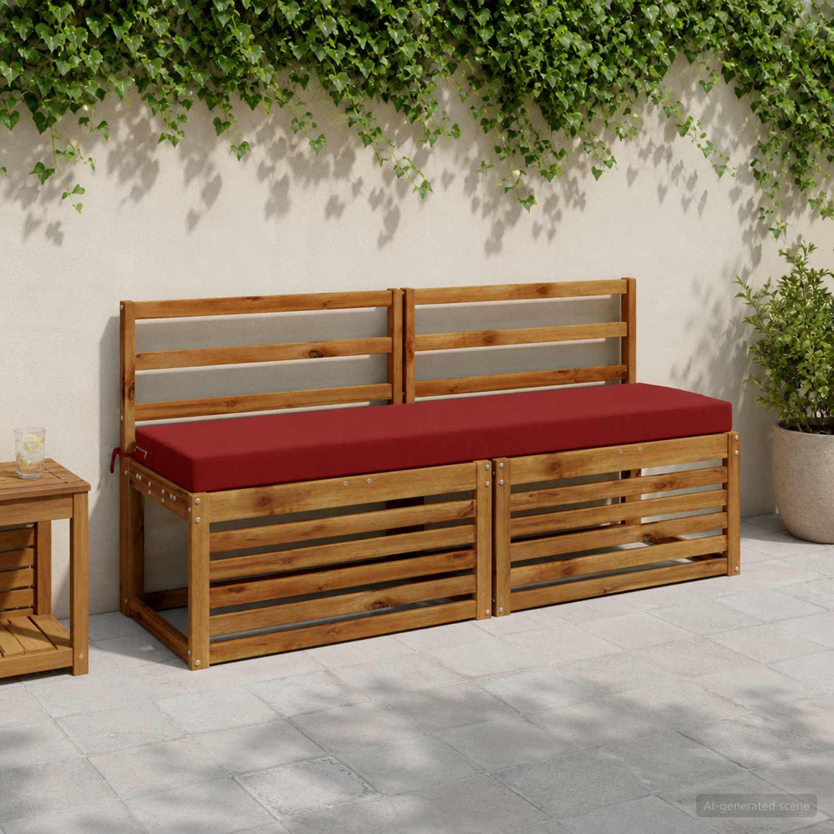 vidaXL Bench Cushion SOEST 100% Polyester Wine Red 160 x 40 x 8 cm 1