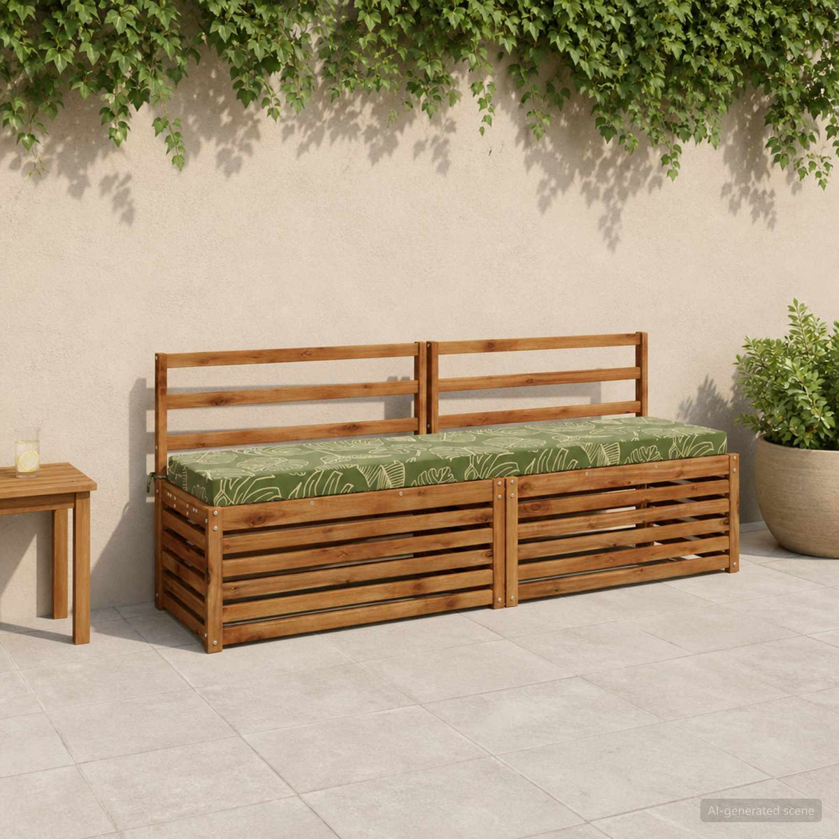 vidaXL Bench Cushion SOEST 100% Polyester Leaf Design 170 x 40 x 8 cm 1