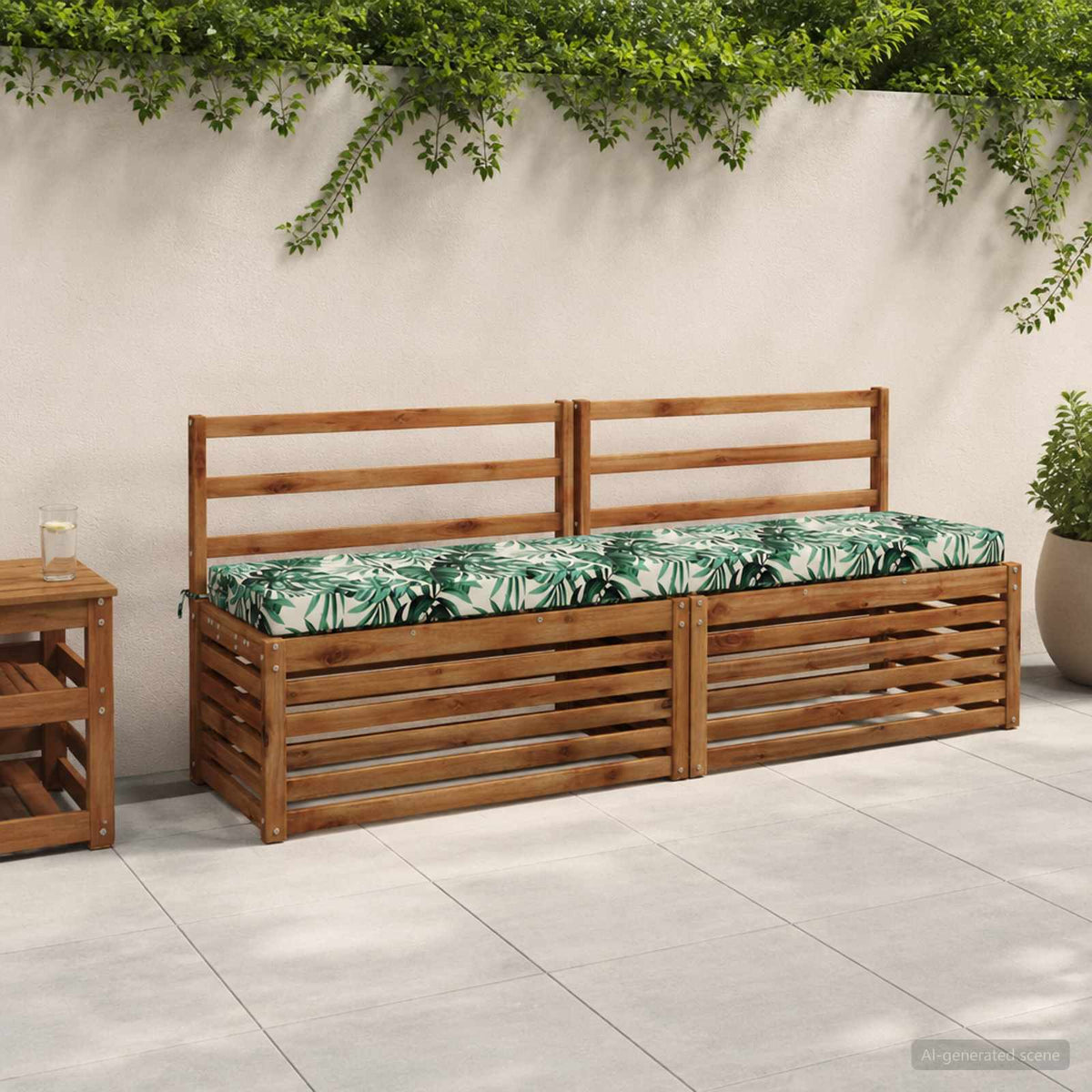 vidaXL Bench Cushion SOEST 100% Polyester Leaf Pattern 180 x 40 x 8 cm 1