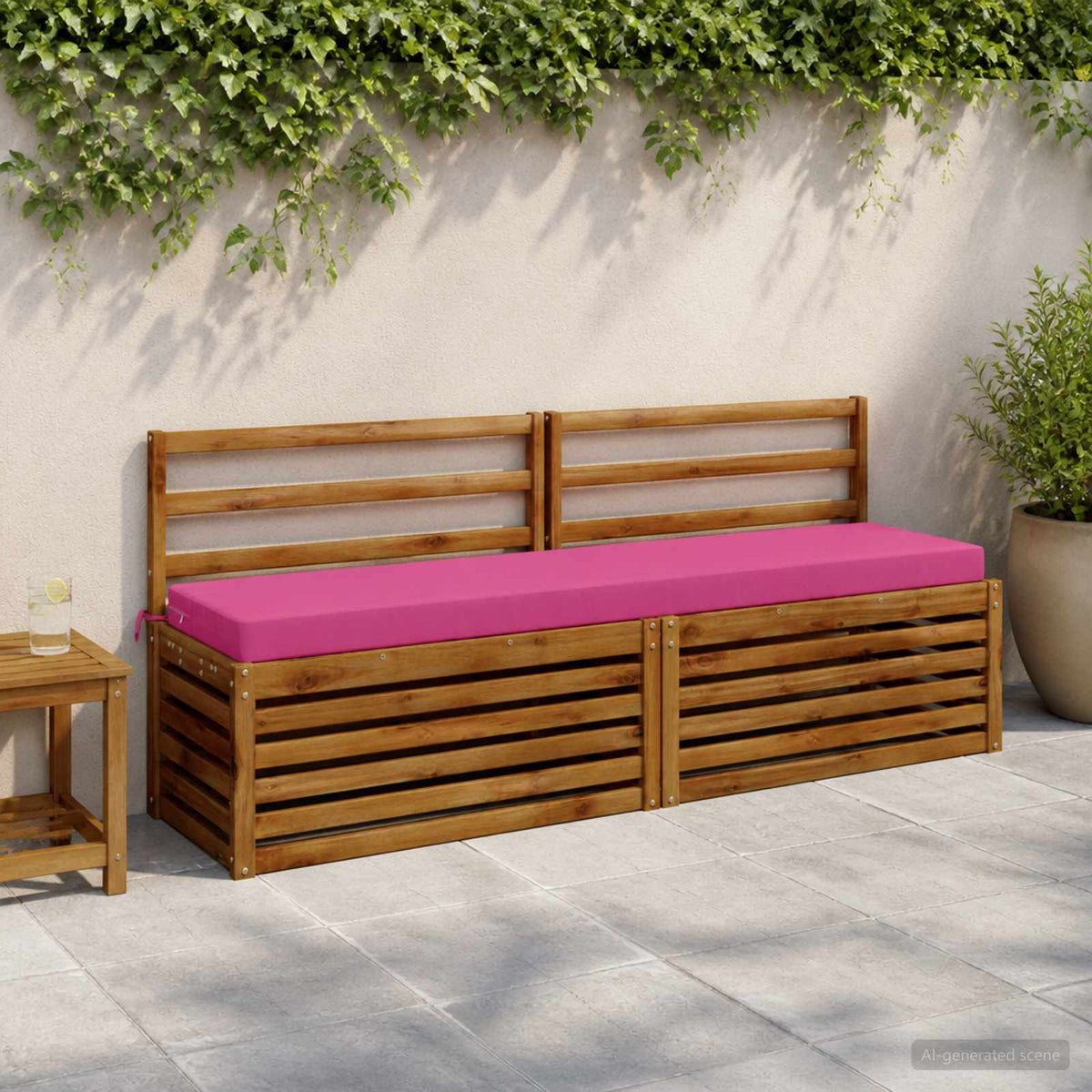 vidaXL Bench Cushion SOEST 100% Polyester Pink 170 x 40 x 8 cm 1