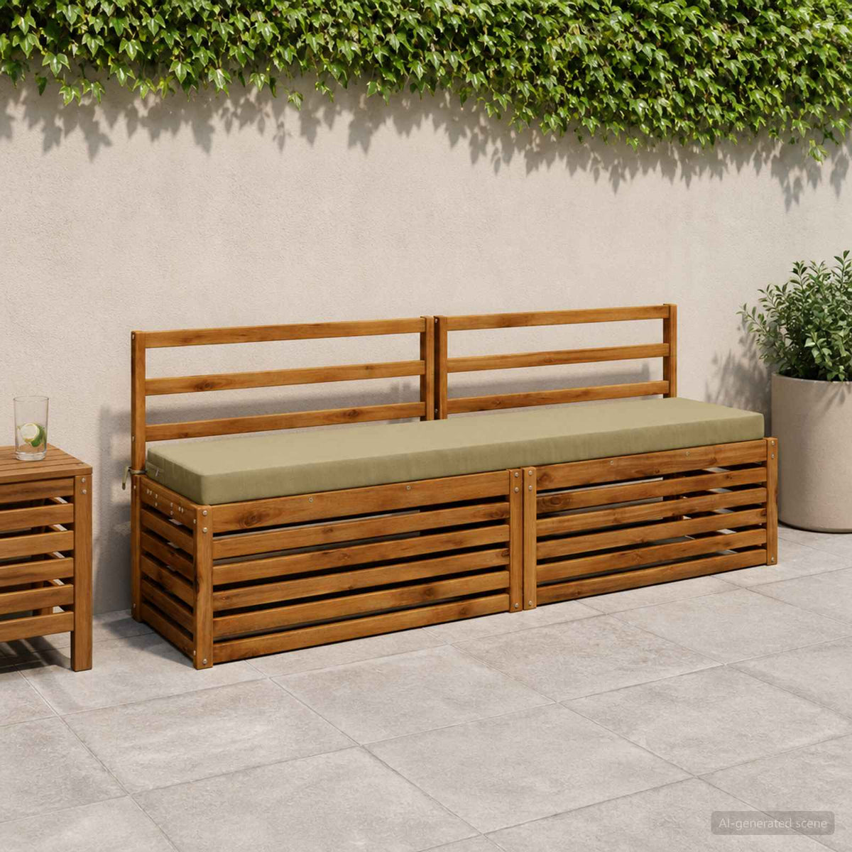 Bench Cushion SOEST 100% Polyester 200 x 40 x 8 cm Melange Light green