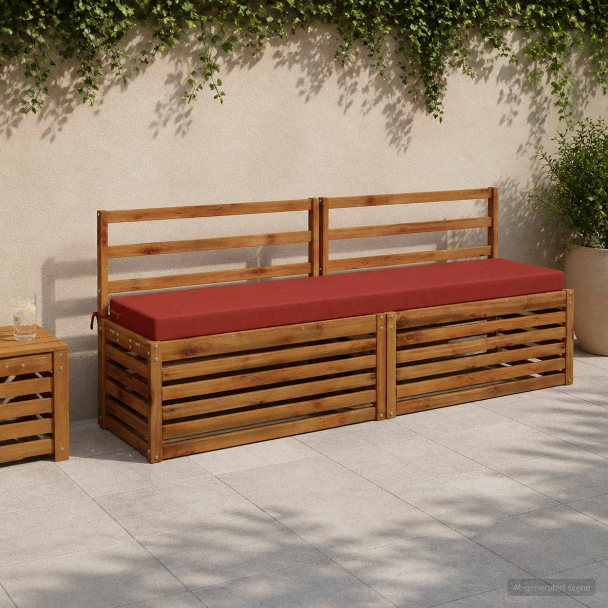 Bench Cushion SOEST 100% Polyester 200 x 40 x 8 cm Melange Red