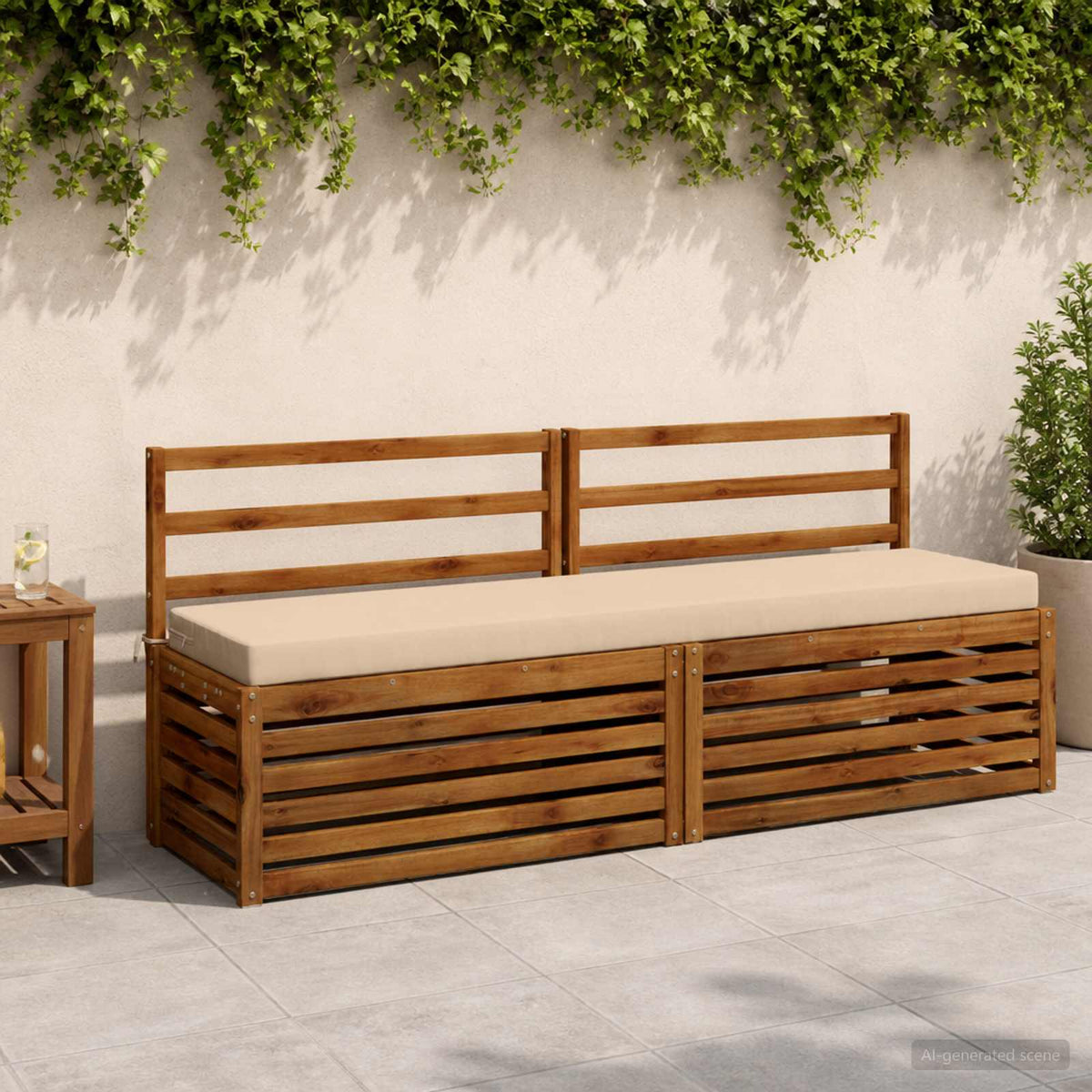 Bench Cushion SOEST 100% Polyester 200 x 40 x 8 cm Melange Cream