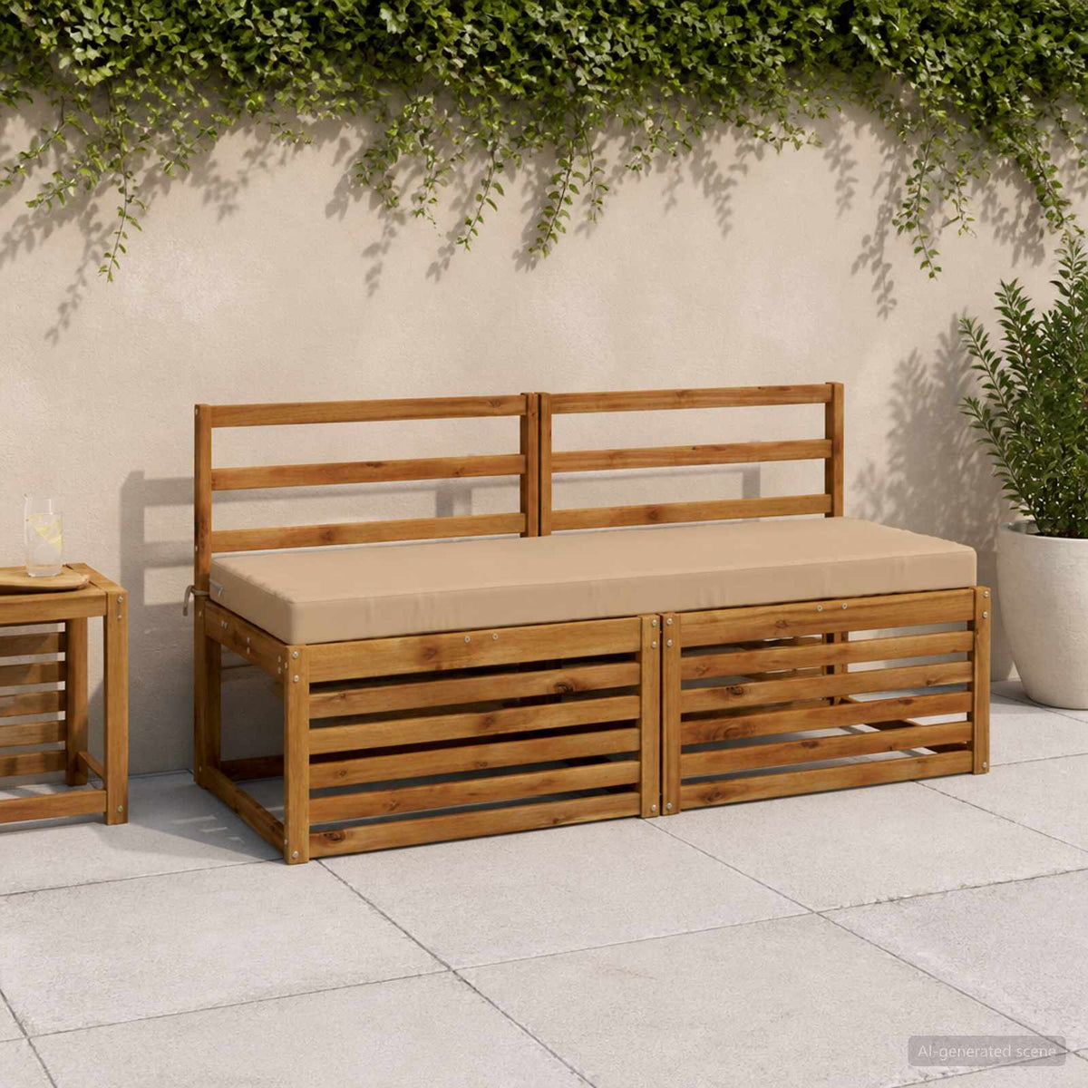 vidaXL Bench Cushion SOEST 100% Polyester Sand 140 x 50 x 8 cm 1