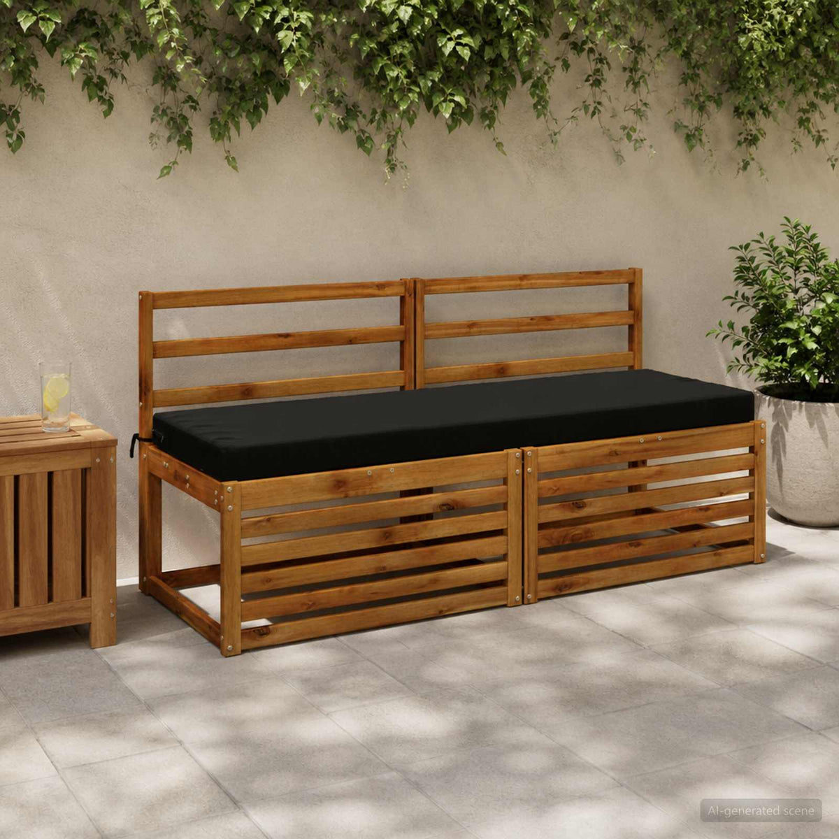vidaXL Bench Cushion SOEST 100% Polyester Black 140 x 50 x 8 cm 1