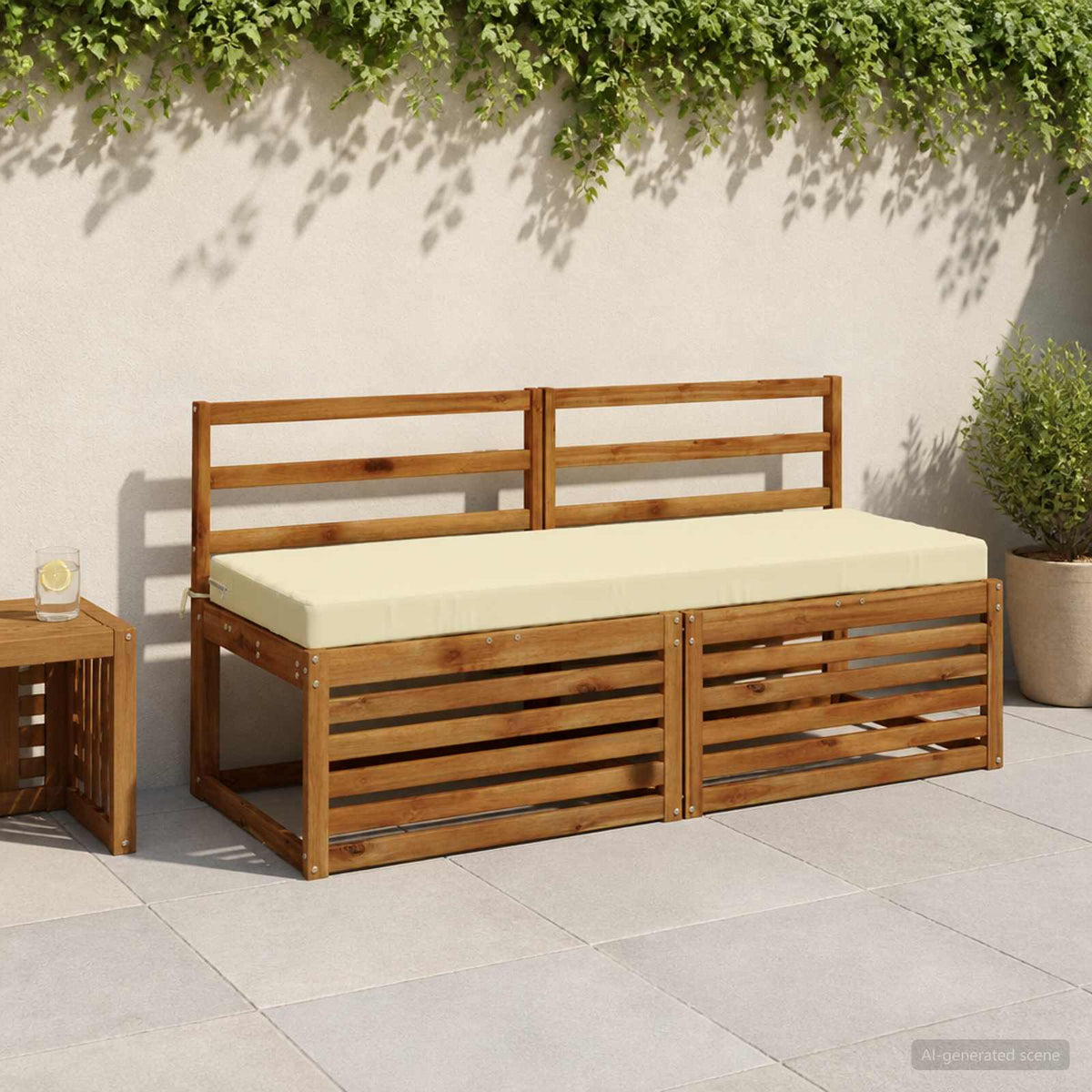 vidaXL Bench Cushion SOEST 100% Polyester Cream 140 x 50 x 8 cm 1