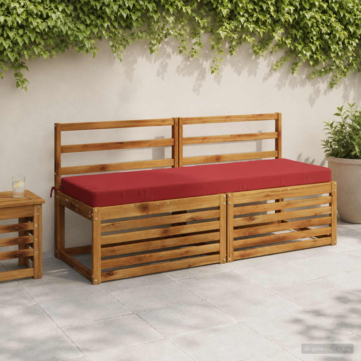 vidaXL Bench Cushion SOEST 100% Polyester Wine Red 140 x 50 x 8 cm 1