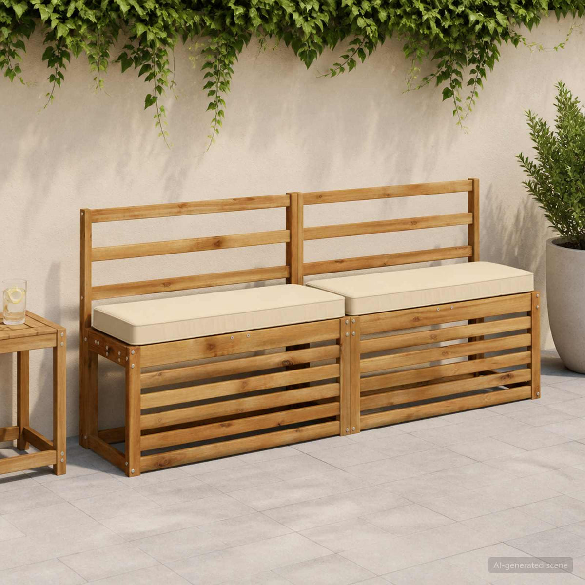 vidaXL 2-Piece Bench Cushions VUGHT 2 pcs 100% Polyester Beige 1