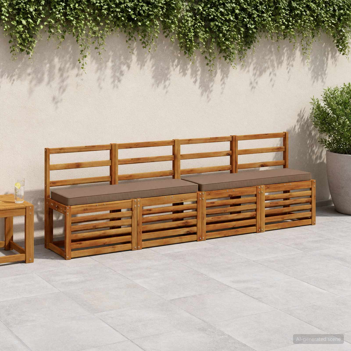 vidaXL 2-Piece Bench Cushions VUGHT 2 pcs 100% Polyester Taupe 1