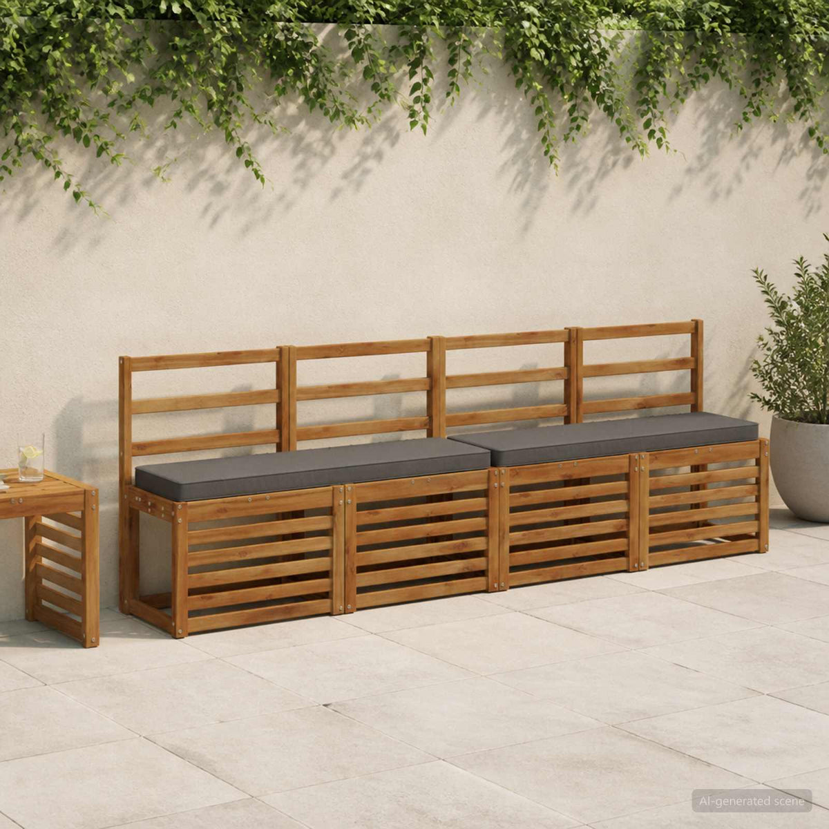 vidaXL 2-Piece Bench Cushions VUGHT 2 pcs 100% Polyester Grey 1
