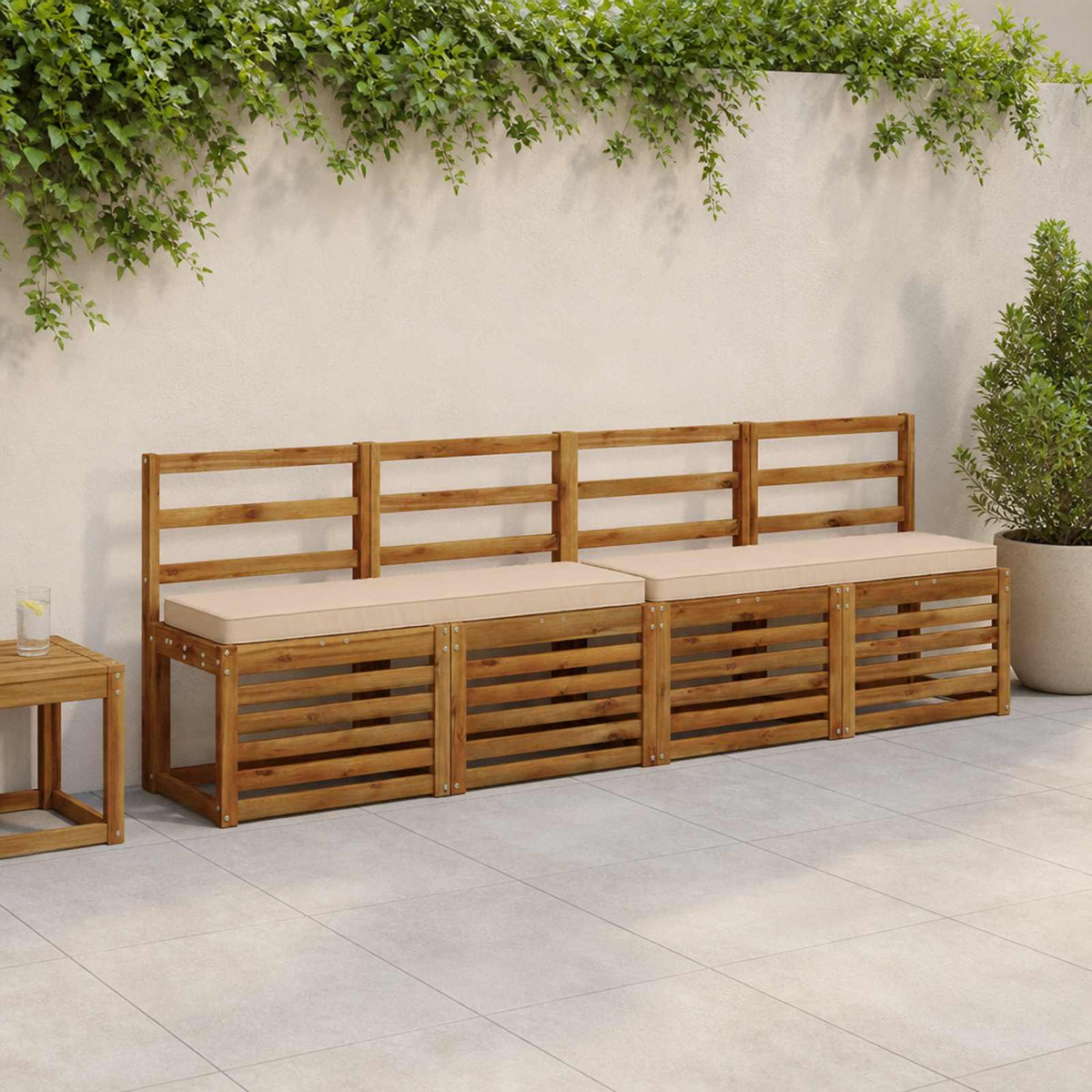 vidaXL 2-Piece Bench Cushions VUGHT 2 pcs 100% Polyester Cream 1