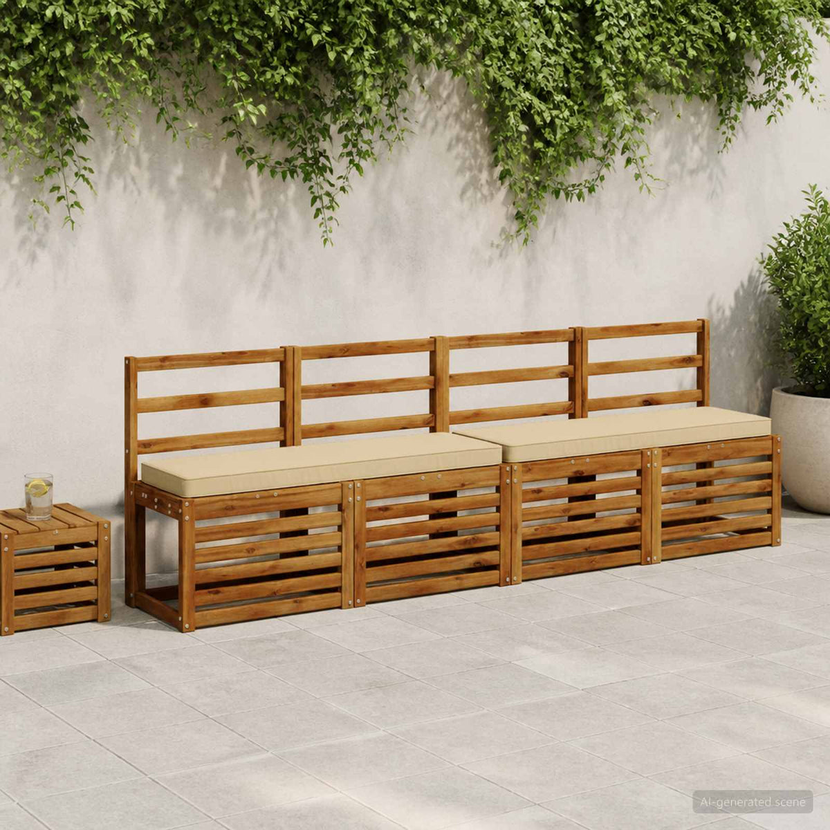vidaXL 2-Piece Bench Cushions VUGHT 2 pcs 100% Polyester Beige 1