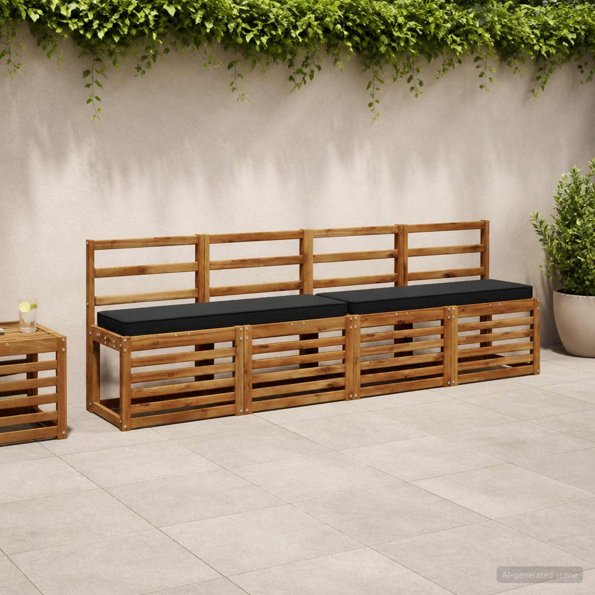 vidaXL 2-Piece Bench Cushions VUGHT 2 pcs 100% Polyester Black 1