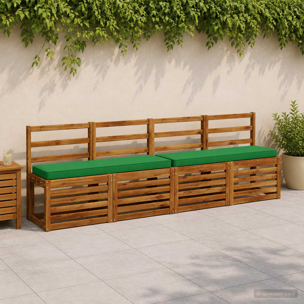 vidaXL 2-Piece Bench Cushions VUGHT 2 pcs 100% Polyester Green 1