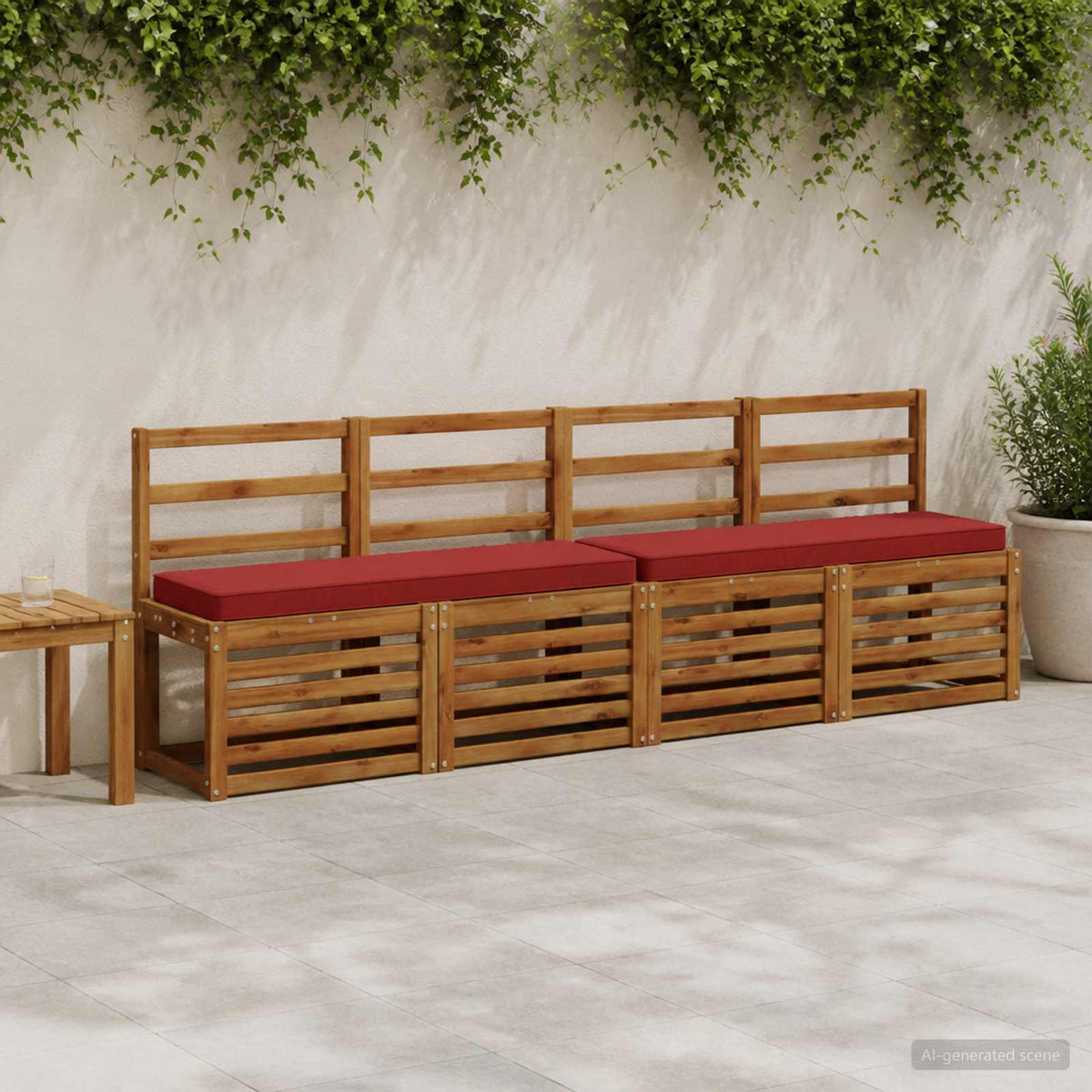 2-Piece Bench Cushions in Wine Red