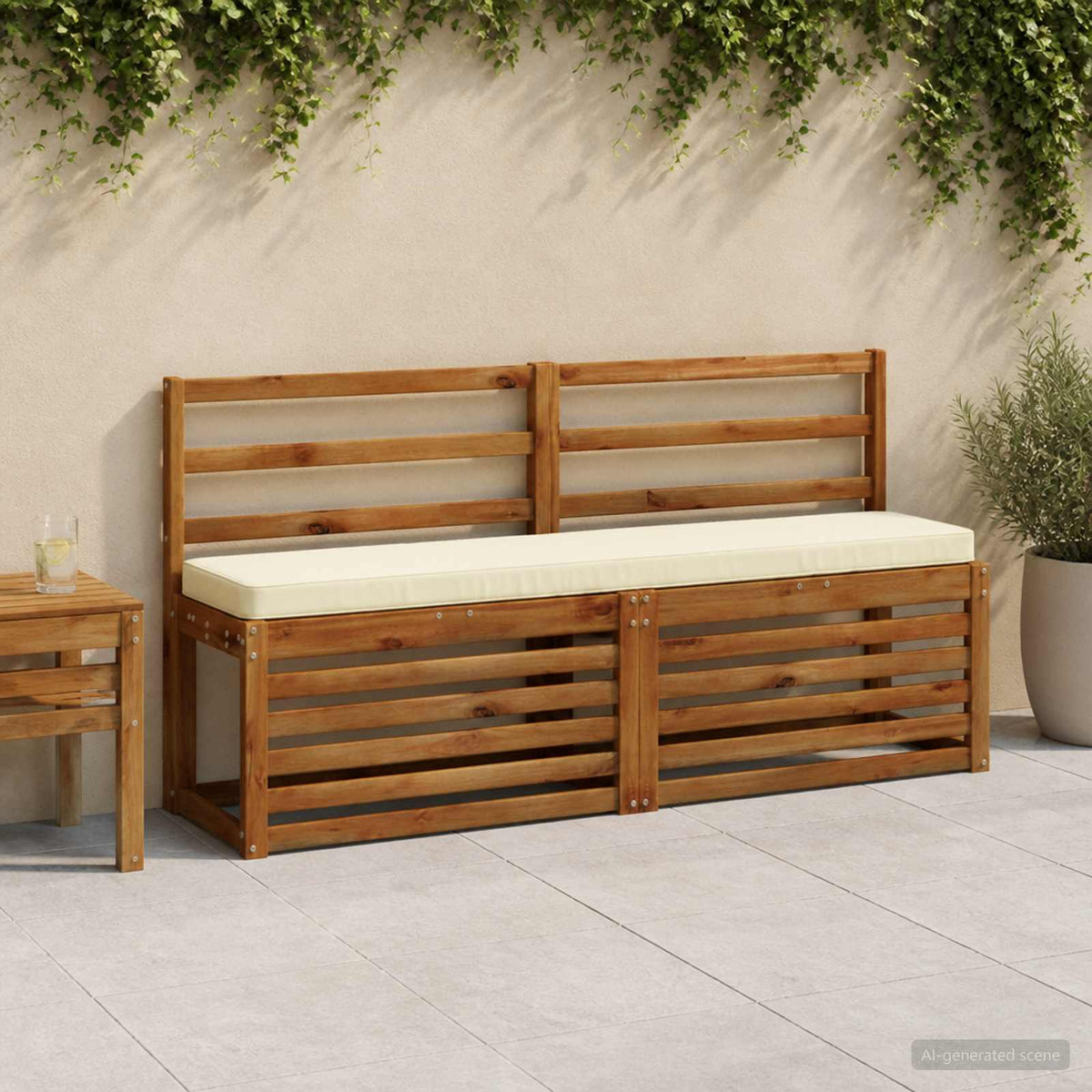 2-Piece Bench Cushions VUGHT 2 pcs 100% Polyester Cream 1
