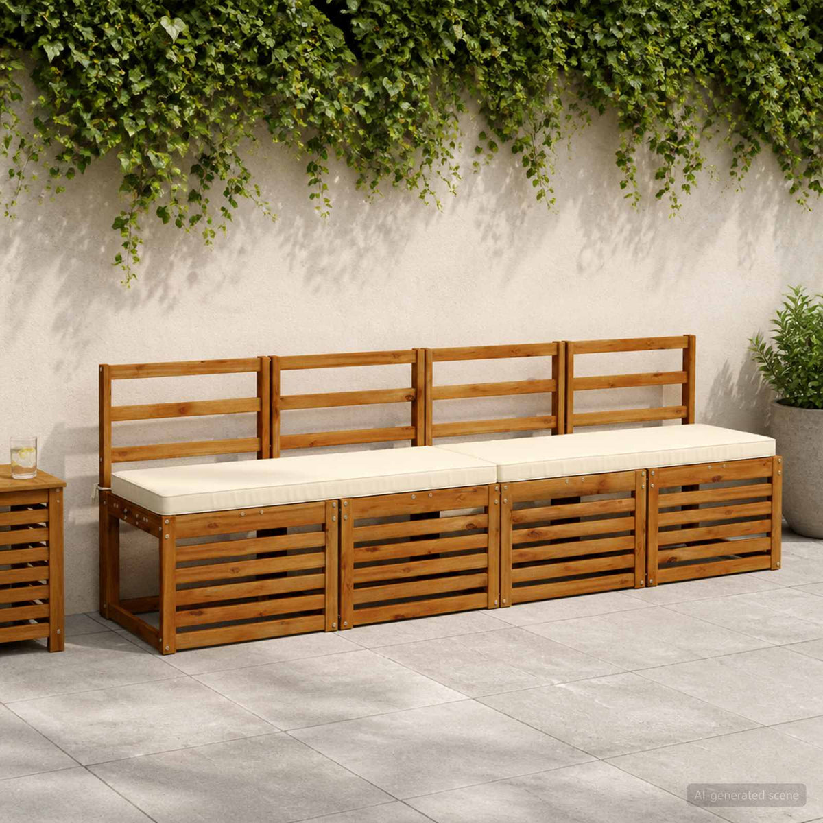 vidaXL 2-Piece Bench Cushions VUGHT 2 pcs 100% Polyester Cream 1