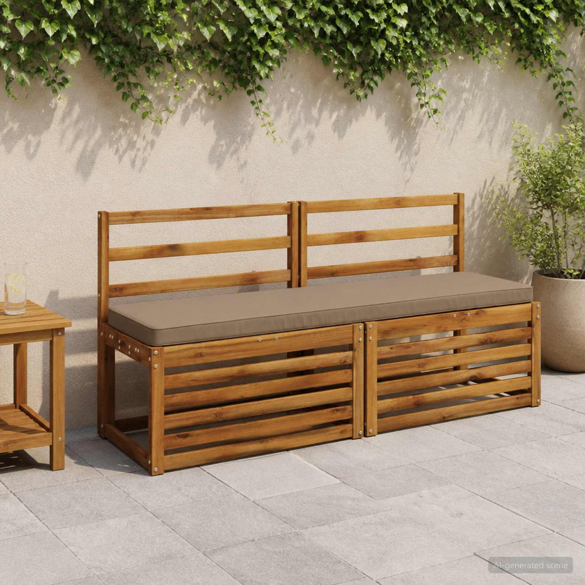 2-Piece Bench Cushions VUGHT 2 pcs 100% Polyester Taupe 1