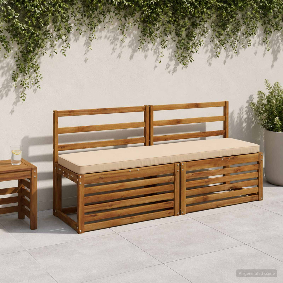 2-Piece Bench Cushions VUGHT 2 pcs 100% Polyester Cream 1