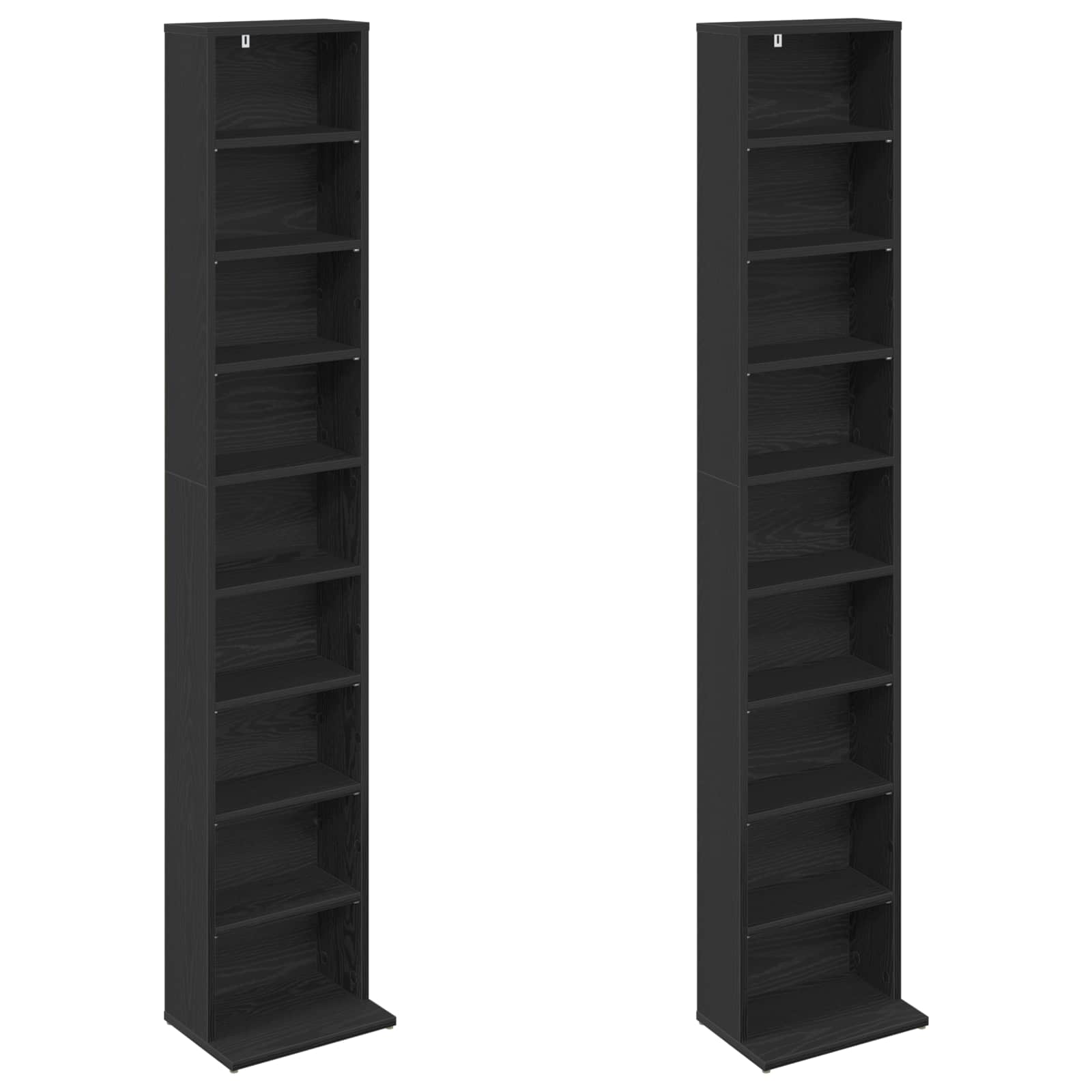 vidaXL CD Cabinet 2 pcs Black Oak 33 x 23.5 x 175 cm Engineered Wood 5