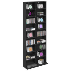 vidaXL CD Cabinet 2 pcs Black Oak 33 x 23.5 x 175 cm Engineered Wood 3