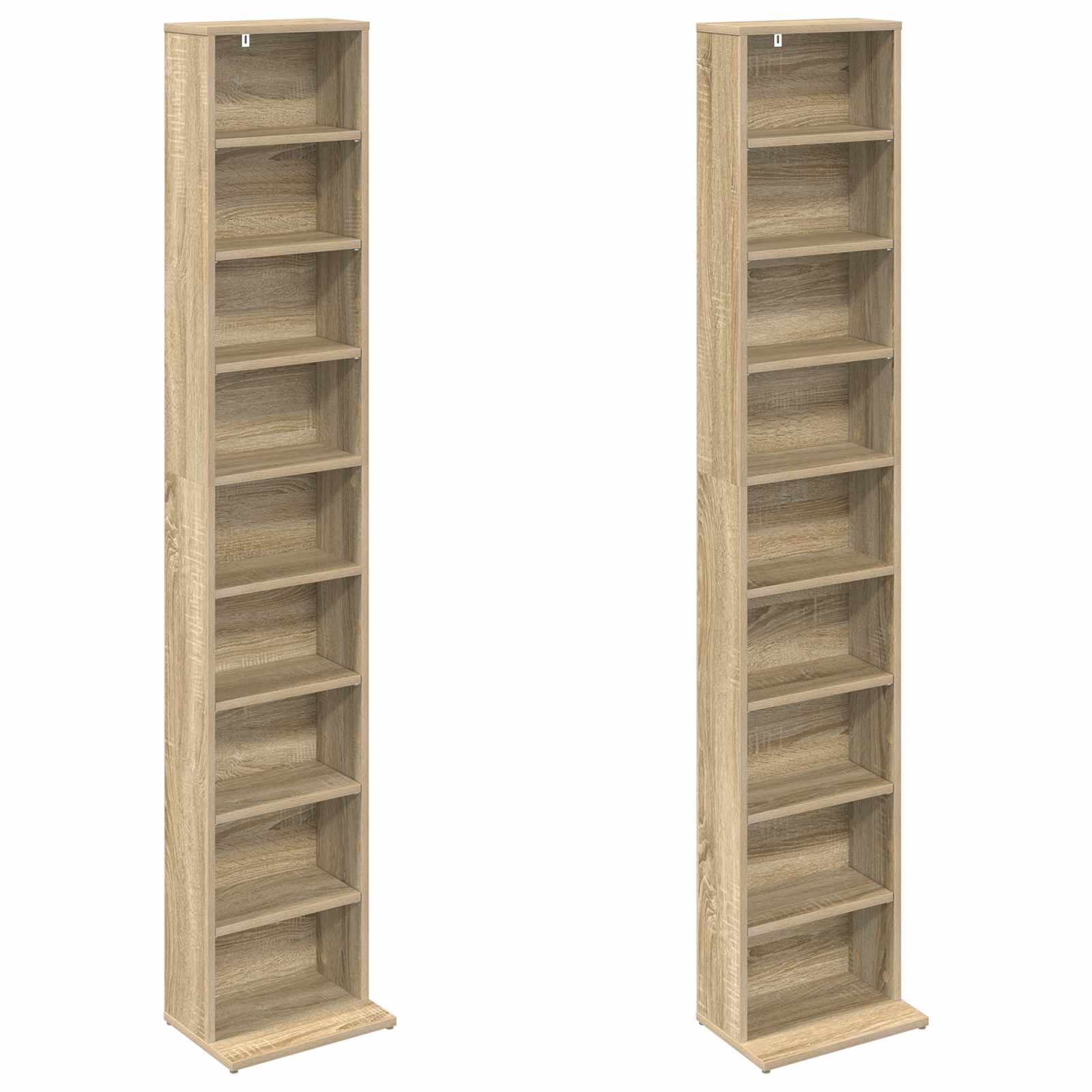 vidaXL CD Cabinet 2 pcs Sonoma Oak 33 x 23.5 x 175 cm Engineered Wood 5