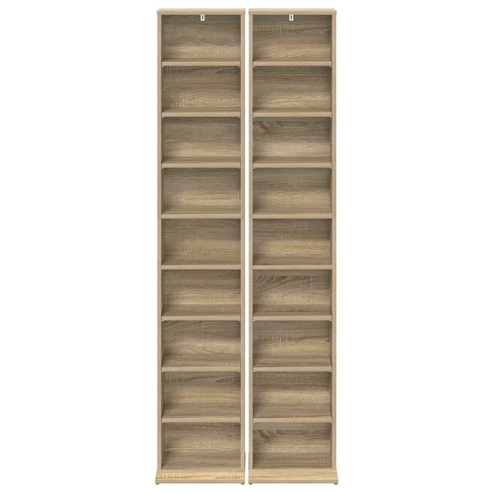 vidaXL CD Cabinet 2 pcs Sonoma Oak 33 x 23.5 x 175 cm Engineered Wood 6