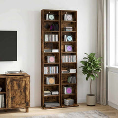 vidaXL CD Cabinet 2 pcs Smoked Oak 33 x 23.5 x 175 cm Engineered Wood 1