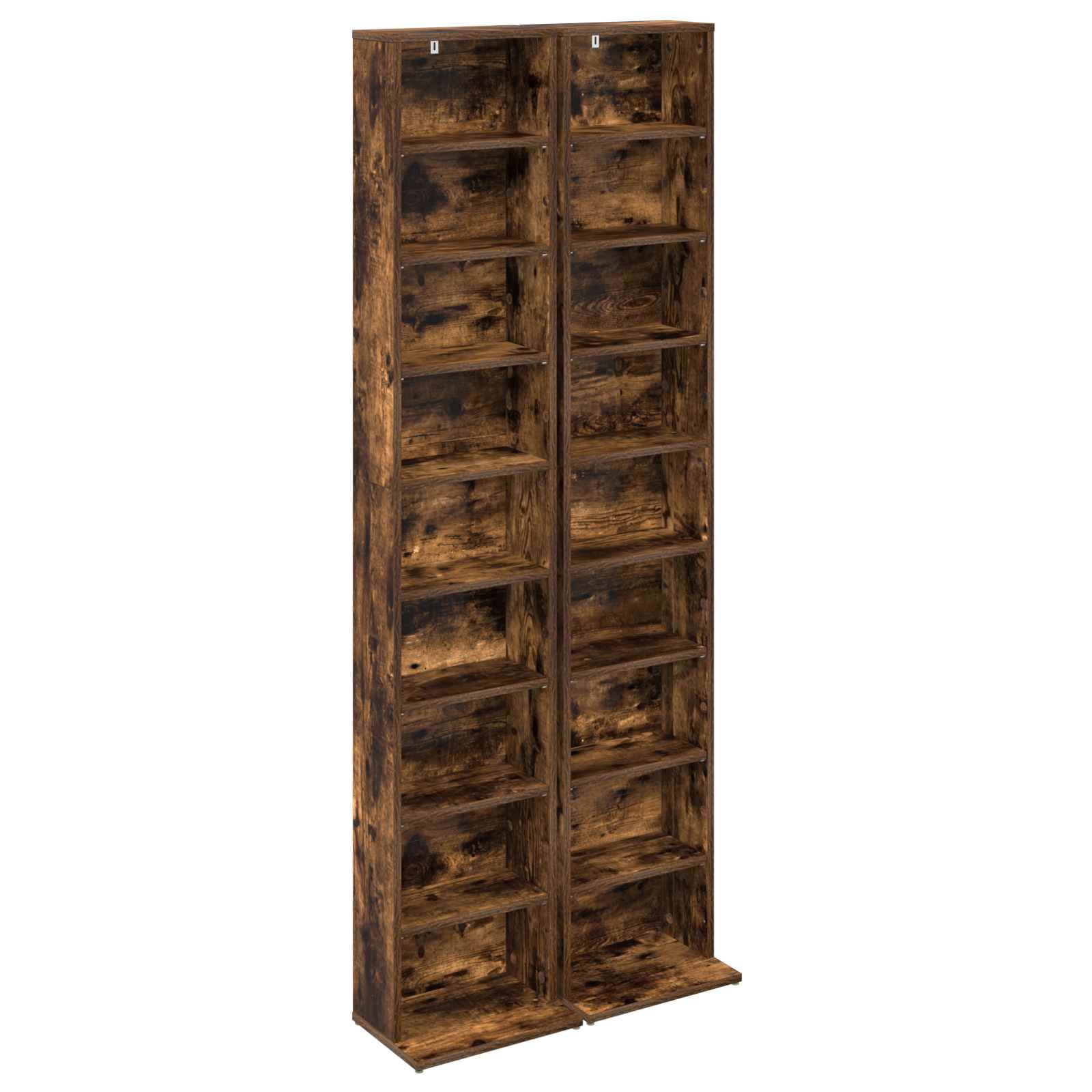 vidaXL CD Cabinet 2 pcs Smoked Oak 33 x 23.5 x 175 cm Engineered Wood 2