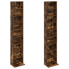 vidaXL CD Cabinet 2 pcs Smoked Oak 33 x 23.5 x 175 cm Engineered Wood 5