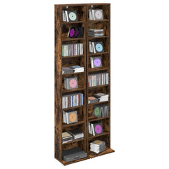 vidaXL CD Cabinet 2 pcs Smoked Oak 33 x 23.5 x 175 cm Engineered Wood 3