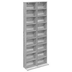 vidaXL CD Cabinet 2 pcs Grey Sonoma 33 x 23.5 x 175 cm Engineered Wood 2