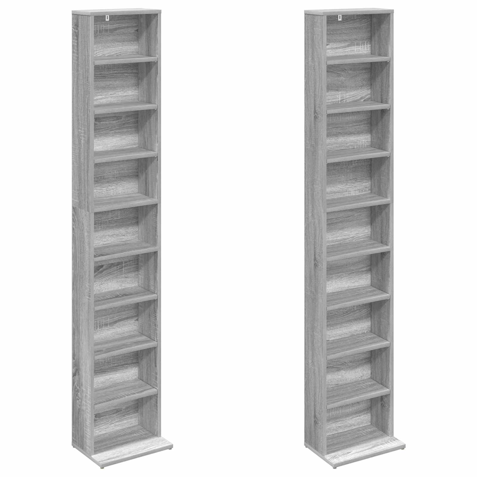 vidaXL CD Cabinet 2 pcs Grey Sonoma 33 x 23.5 x 175 cm Engineered Wood 5