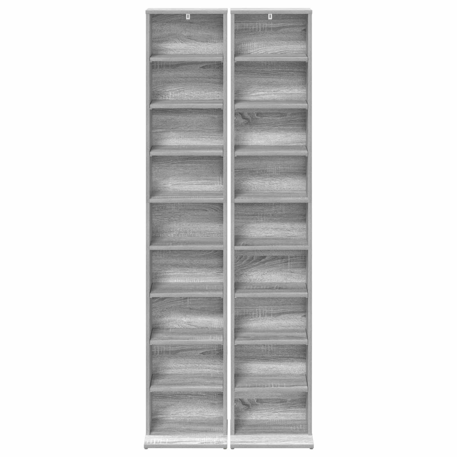 vidaXL CD Cabinet 2 pcs Grey Sonoma 33 x 23.5 x 175 cm Engineered Wood 6